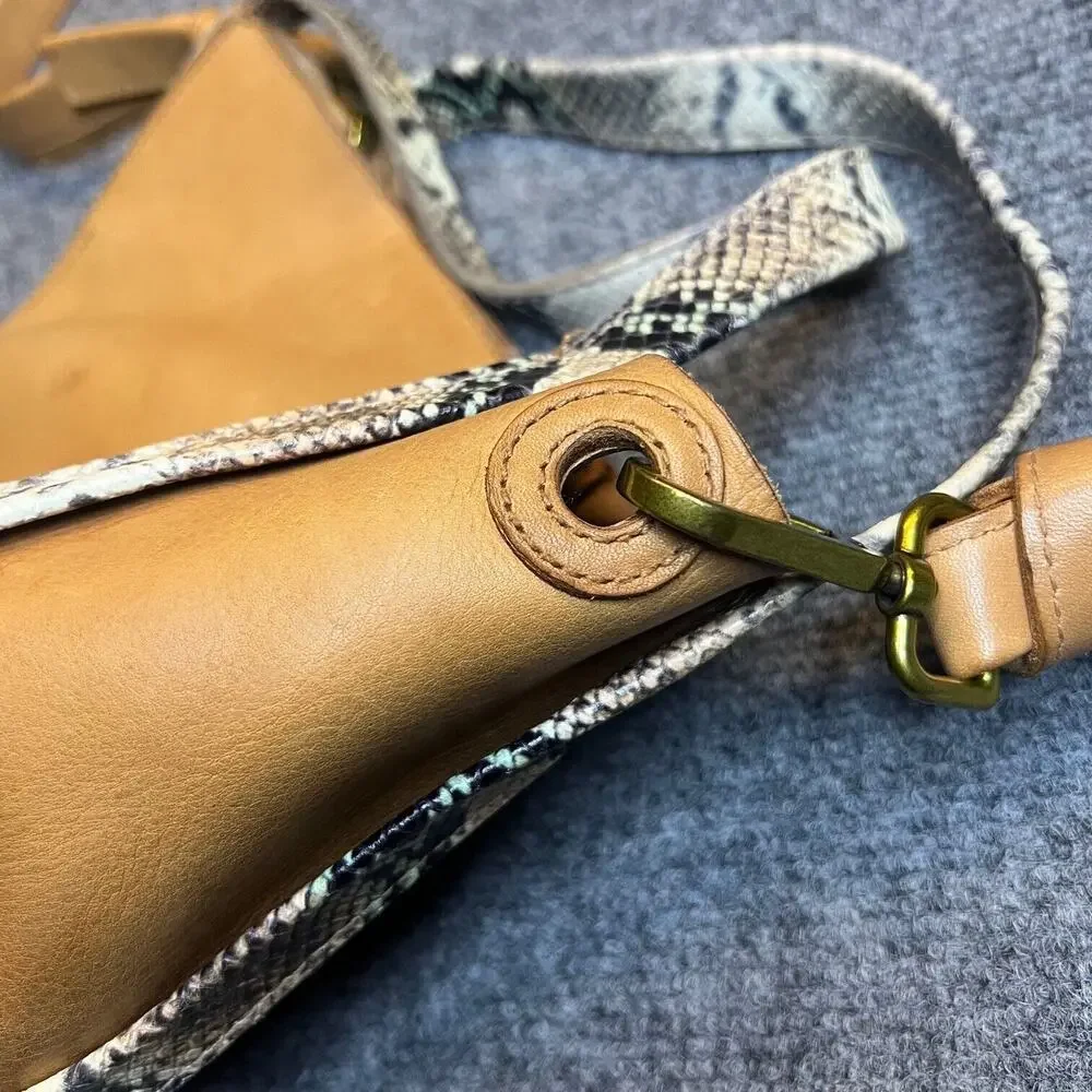 Madewell Sydney Crossbody Bag Snakeskin Embossed Leather Handle Removable Strap